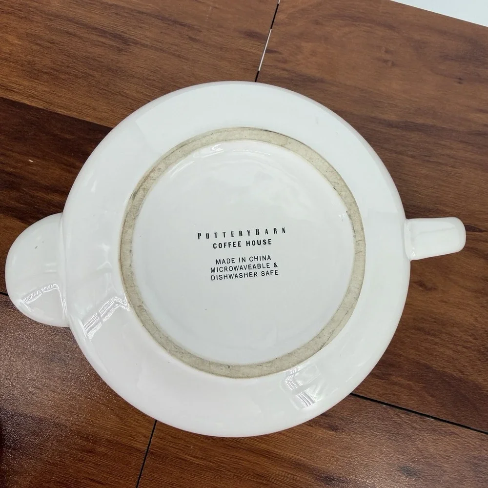 VTG 90s Pottery Barn Coffee House Tea Pot White Large 8-10 Cup 